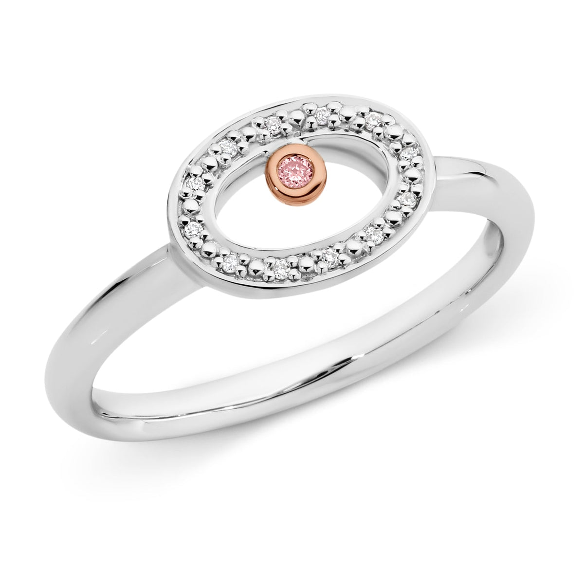 Oval Shape Pink and White Diamond Ring - Markbridge Jewellers