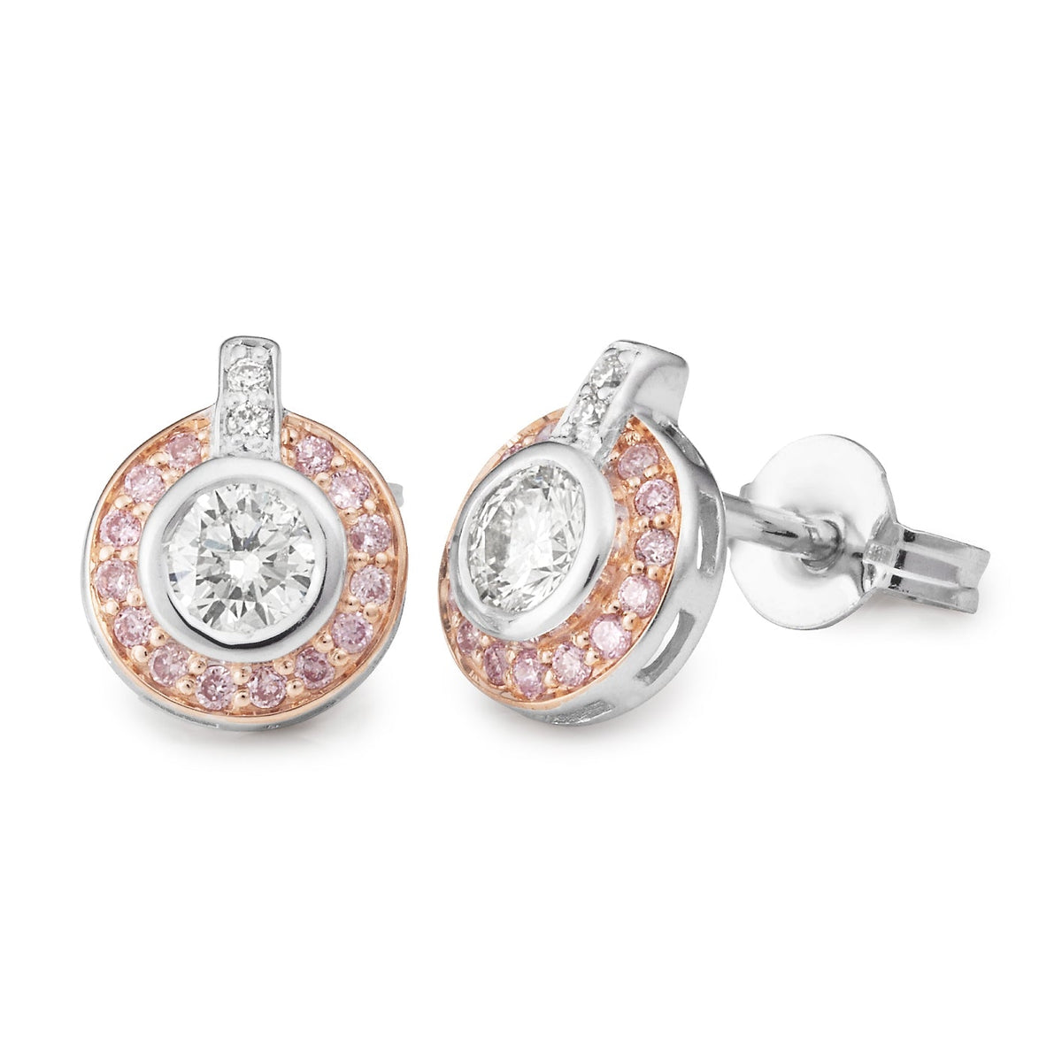Pink Diamond Round Earring - Markbridge Jewellers