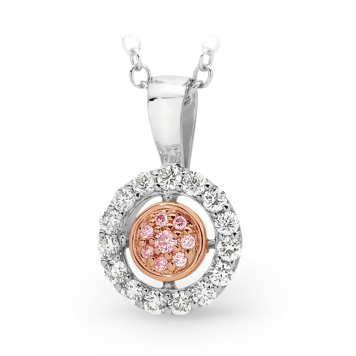 Pink Halo - Argyle Pink and White Diamonds Pendant - Markbridge Jewellers