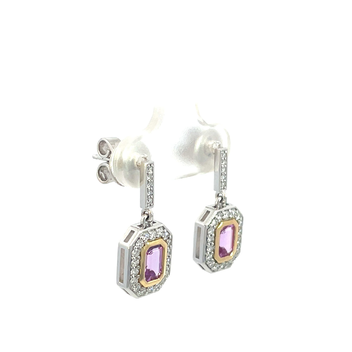 Pink Sapphire & Diamond Drop Earrings - Markbridge Jewellers