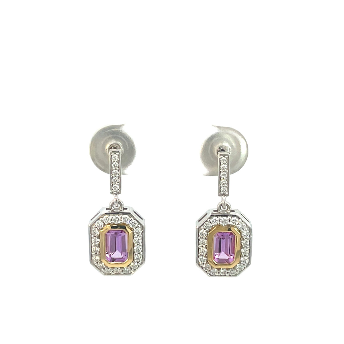 Pink Sapphire & Diamond Drop Earrings - Markbridge Jewellers