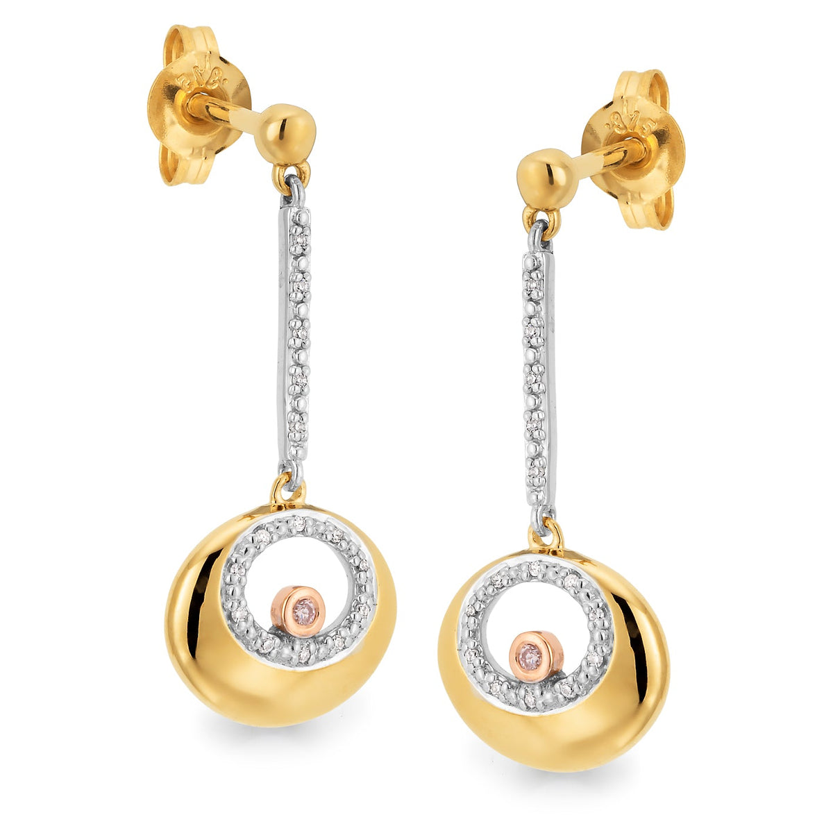 Pink & White Diamond Drop Earrings - Markbridge Jewellers