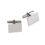 Polished Rhodium Plated Sterling Silver Flat Rectangle Cufflinks - Markbridge Jewellers