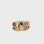 9ct Yellow Gold Multi-Coloured Gemstone & Diamond Dress Ring