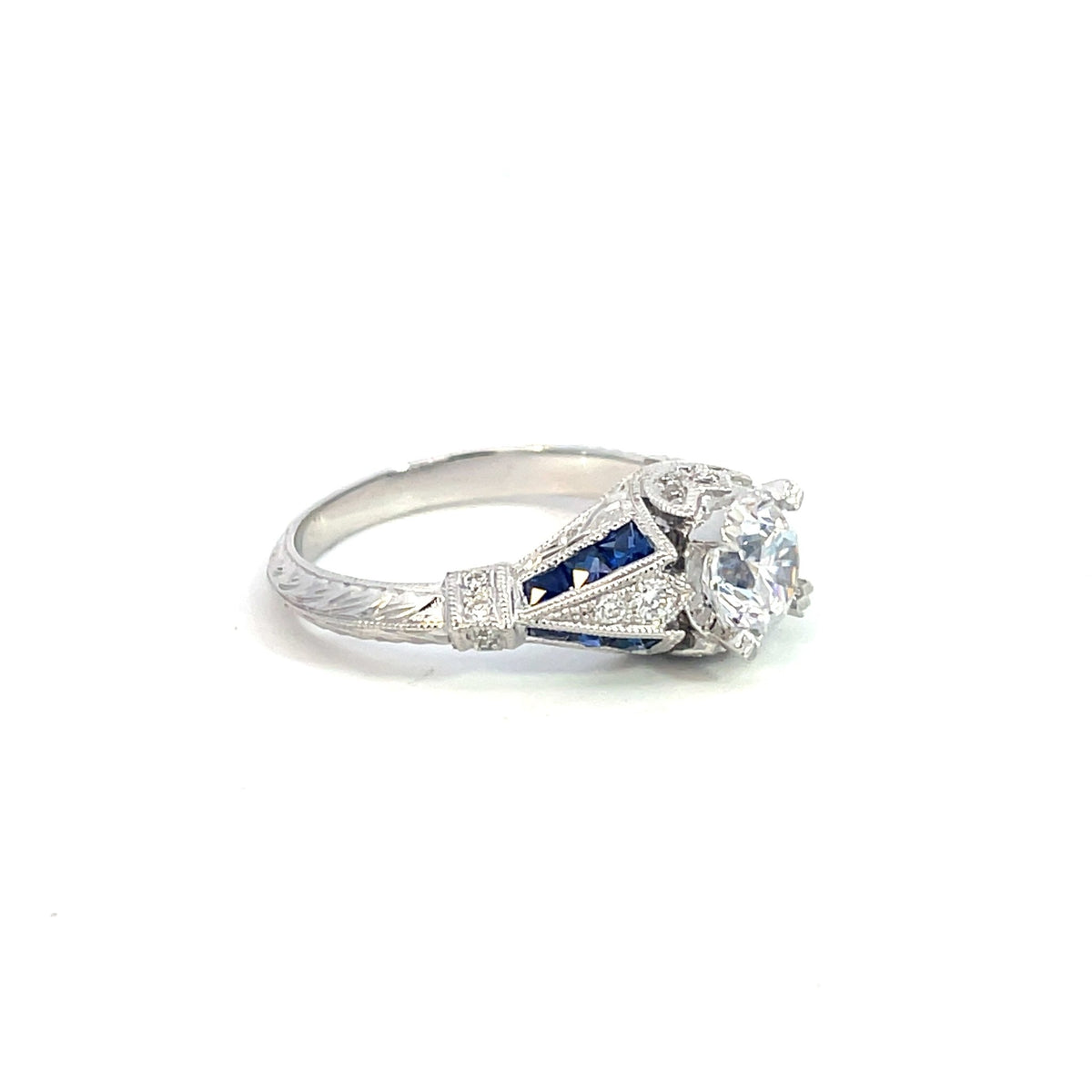 Sapphire Diamond & Cubic Zirconia 'Art Deco' Ring - Markbridge Jewellers