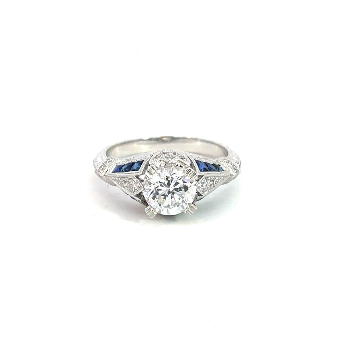 Sapphire Diamond & Cubic Zirconia 'Art Deco' Ring - Markbridge Jewellers
