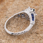 Sapphire Diamond & Cubic Zirconia 'Art Deco' Ring - Markbridge Jewellers