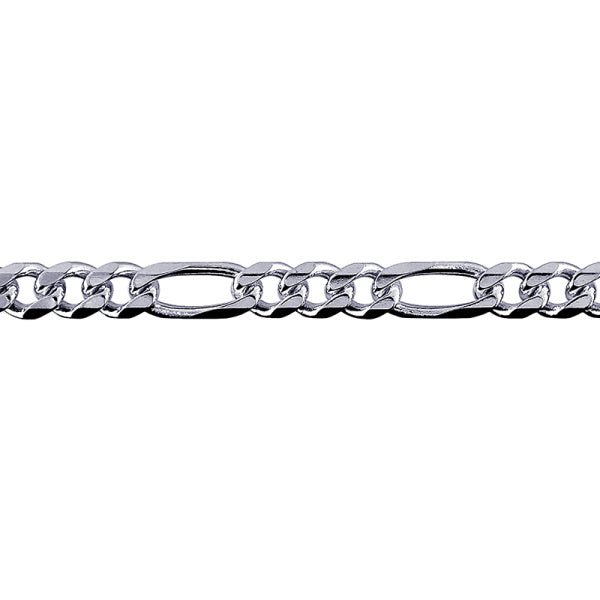 Silver Bevelled Figaro 1:3 Chain 5.10mm - Markbridge Jewellers