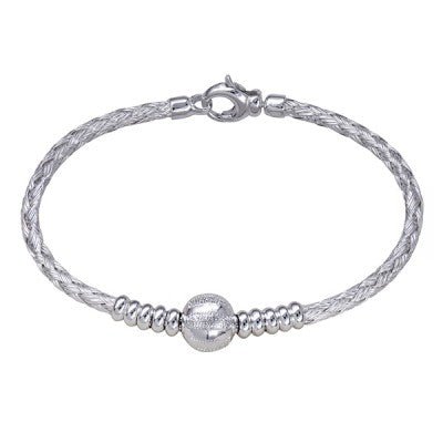 Silver Braided Bracelet with Patterned Ball - Markbridge Jewellers