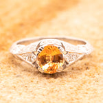 Spessartite Garnet & Diamond 'Art Deco' Ring - Markbridge Jewellers