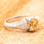 Spessartite Garnet & Diamond 'Art Deco' Ring - Markbridge Jewellers