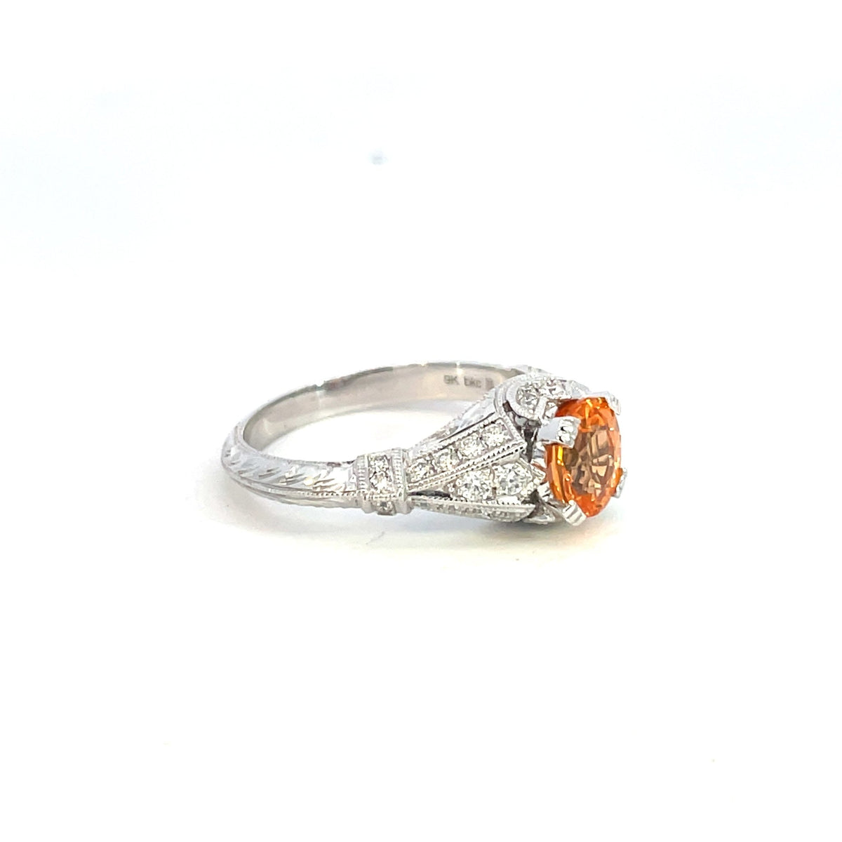 Spessartite Garnet & Diamond 'Art Deco' Ring - Markbridge Jewellers