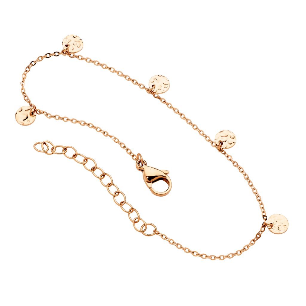 Stainless Steel Gold - Plated Circle Charm Bracelet - SB201 - Markbridge Jewellers