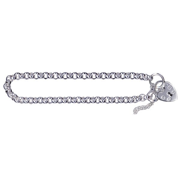 Sterling Silver Belcher Bracelet With Heart Padlock 4.50mm - Markbridge Jewellers