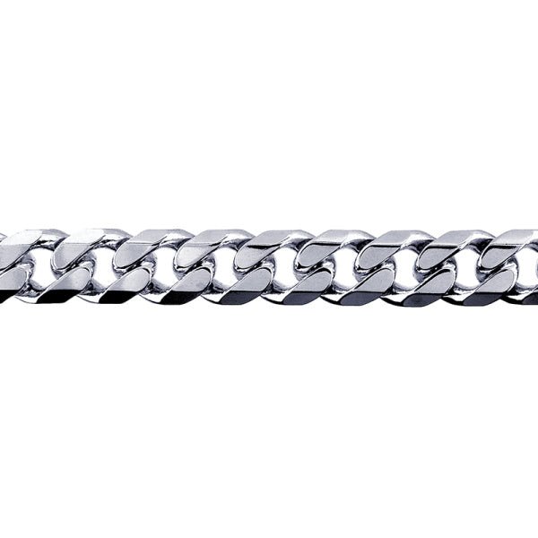 Sterling Silver Bevelled Curb Diamond Cut Bracelet 10mm - Markbridge Jewellers