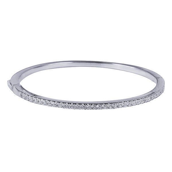 Sterling Silver White Cz Hinged Bangle 2mm - Markbridge Jewellers