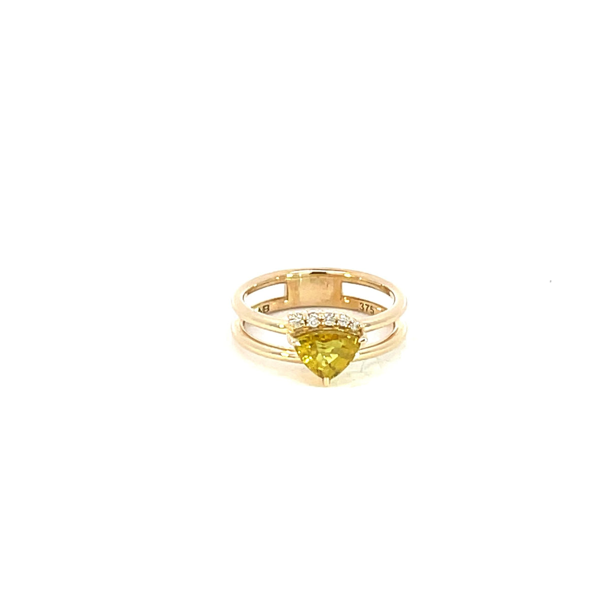 Trilliant cut 1.2 ct yellow sapphire and diamond ring - Markbridge Jewellers