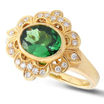 Tsavorite Garnet & Diamond Art Deco Ring - Markbridge Jewellers