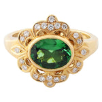 Tsavorite Garnet & Diamond Art Deco Ring - Markbridge Jewellers