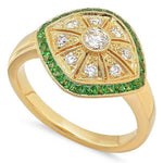 Tsavorite Garnet & Diamond Art Deco Ring - Markbridge Jewellers