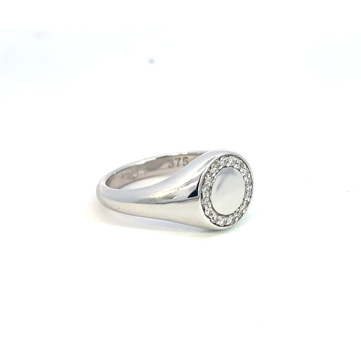 White Gold Diamond Circle Signet Ring - Markbridge Jewellers
