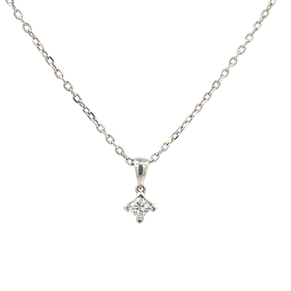 White Gold Solitaire Diamond Pendant - Markbridge Jewellers