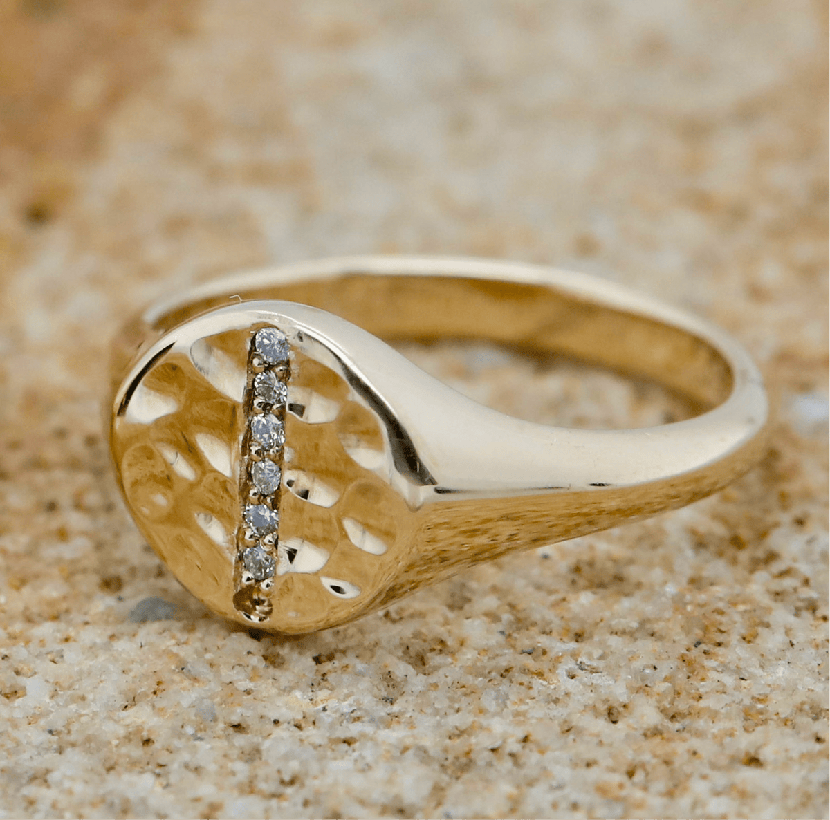 Yellow Gold & Diamond ‘Isabella’ Round Signet Ring - Markbridge Jewellers