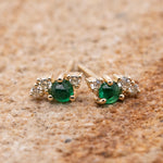 Yellow Gold Emerald & Diamond Stud Earrings - Markbridge Jewellers