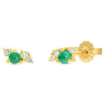 Yellow Gold Emerald & Diamond Stud Earrings - Markbridge Jewellers
