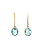 Yellow Gold Oval Topaz Drop Earrings - Markbridge Jewellers