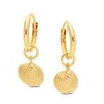 Yellow Gold & Pearl Shell Huggie - Style Drop Earrings - Markbridge Jewellers