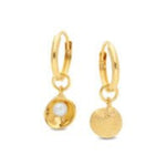 Yellow Gold & Pearl Shell Huggie - Style Drop Earrings - Markbridge Jewellers
