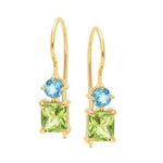 Yellow Gold Peridot & Blue Topaz Earrings - Markbridge Jewellers