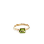 Yellow Gold Peridot Textured Ring - Markbridge Jewellers