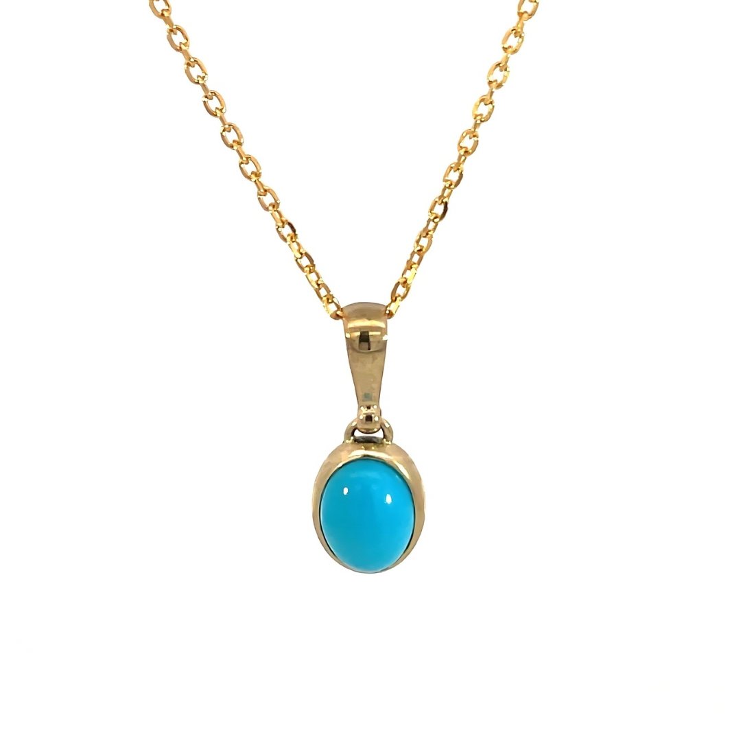 Yellow Gold & Turquoise Pendant - Markbridge Jewellers