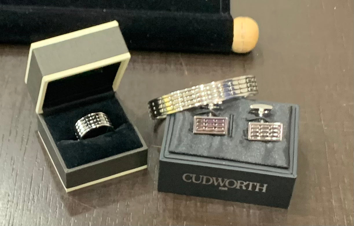 Men's square patterned Cudworth silver bracelet
